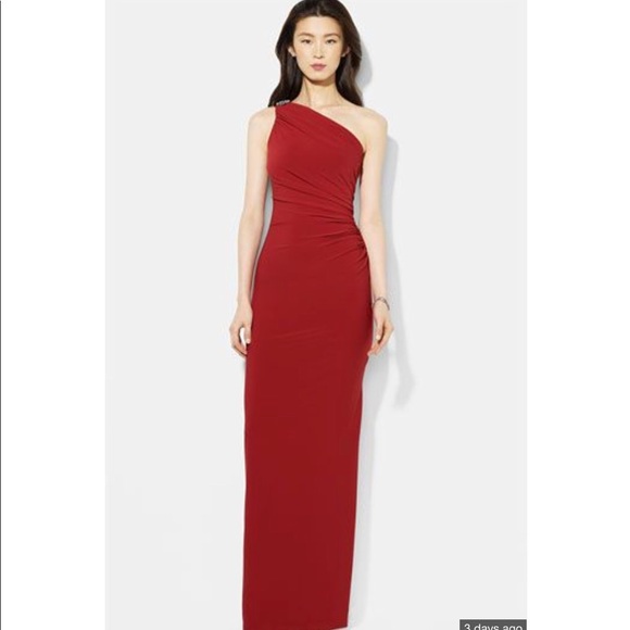 ralph lauren one shoulder gown